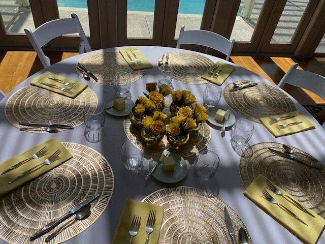 Modernist British Architect Lord Norman Foster enjoys an intimate lunch at the Iconic Umbrella House on Lido Shores with the Lady Foster, Architect Carl Abbott and friends.