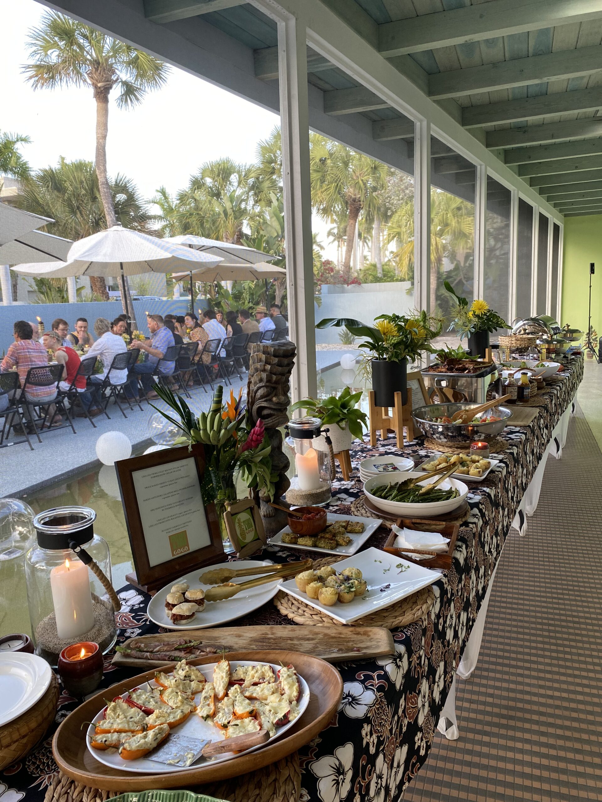 Rehearsal Dinner Party Tiki Go Go Catered Dinner Buffet
